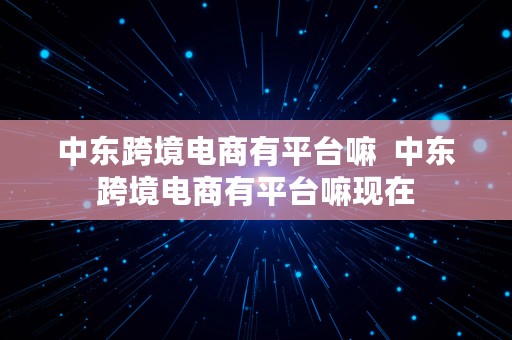 中东跨境电商有平台嘛  中东跨境电商有平台嘛现在