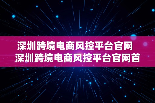 深圳跨境电商风控平台官网  深圳跨境电商风控平台官网首页