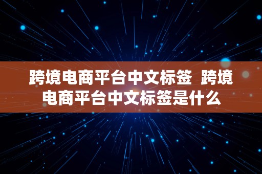 跨境电商平台中文标签  跨境电商平台中文标签是什么