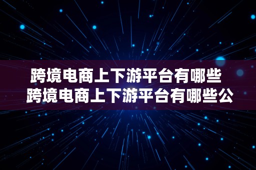 跨境电商上下游平台有哪些  跨境电商上下游平台有哪些公司