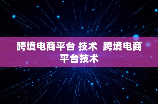 跨境电商平台 技术  跨境电商平台技术