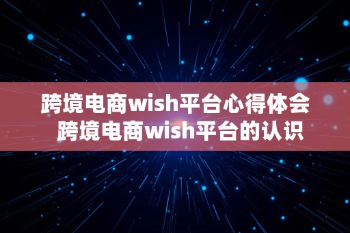 跨境电商wish平台心得体会  跨境电商wish平台的认识