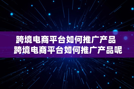 跨境电商平台如何推广产品  跨境电商平台如何推广产品呢