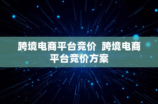 跨境电商平台竞价  跨境电商平台竞价方案