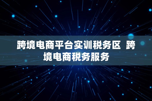 跨境电商平台实训税务区  跨境电商税务服务