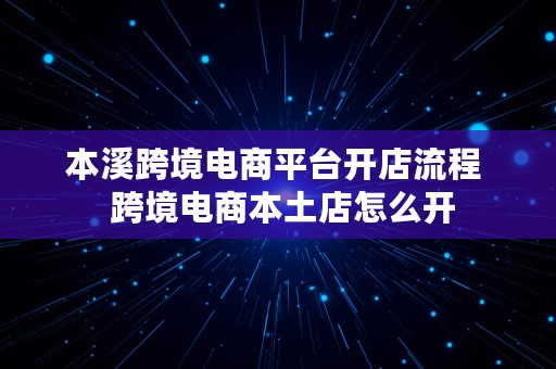 本溪跨境电商平台开店流程  跨境电商本土店怎么开