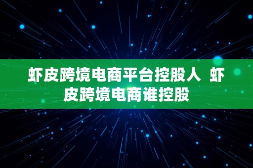 虾皮跨境电商平台控股人  虾皮跨境电商谁控股