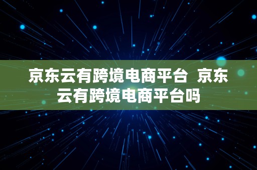 京东云有跨境电商平台  京东云有跨境电商平台吗