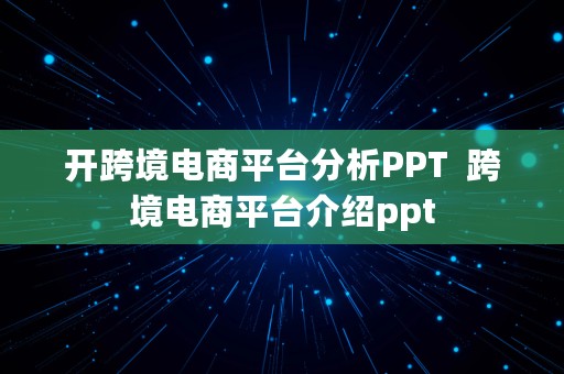 开跨境电商平台分析PPT  跨境电商平台介绍ppt