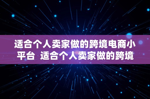 适合个人卖家做的跨境电商小平台  适合个人卖家做的跨境电商小平台有哪些