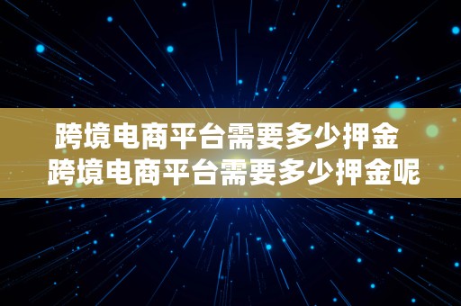 跨境电商平台需要多少押金  跨境电商平台需要多少押金呢