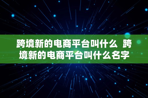 跨境新的电商平台叫什么  跨境新的电商平台叫什么名字