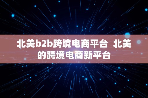 北美b2b跨境电商平台  北美的跨境电商新平台