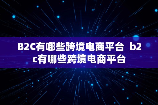 B2C有哪些跨境电商平台  b2c有哪些跨境电商平台