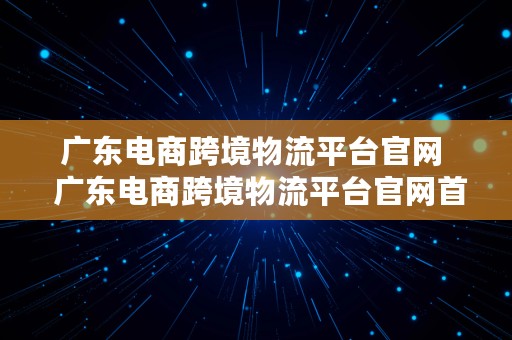 广东电商跨境物流平台官网  广东电商跨境物流平台官网首页