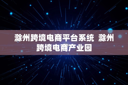 滁州跨境电商平台系统  滁州跨境电商产业园