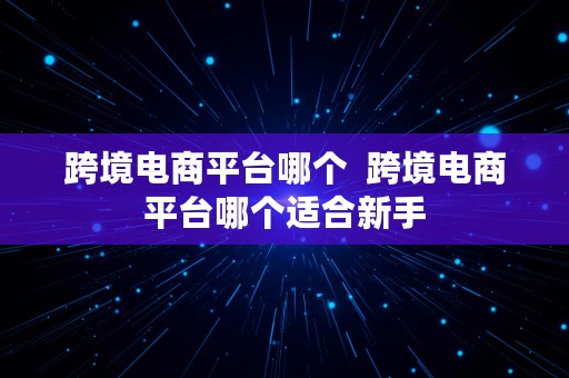 跨境电商平台哪个  跨境电商平台哪个适合新手