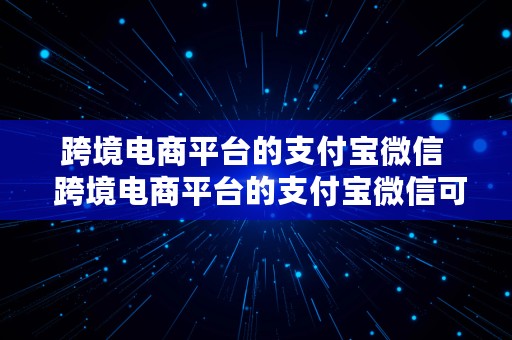 跨境电商平台的支付宝微信  跨境电商平台的支付宝微信可以用吗