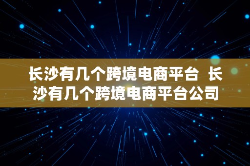 长沙有几个跨境电商平台  长沙有几个跨境电商平台公司