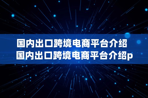 国内出口跨境电商平台介绍  国内出口跨境电商平台介绍ppt