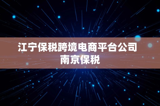 江宁保税跨境电商平台公司  南京保税