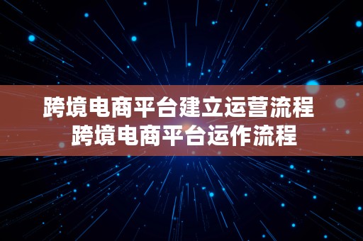 跨境电商平台建立运营流程  跨境电商平台运作流程