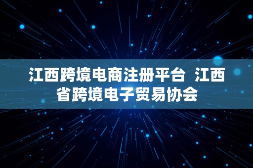 江西跨境电商注册平台  江西省跨境电子贸易协会