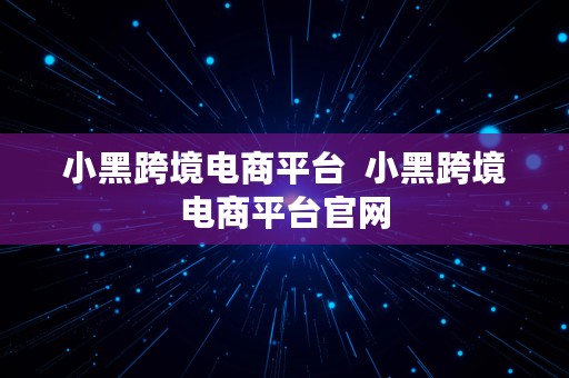 小黑跨境电商平台  小黑跨境电商平台官网