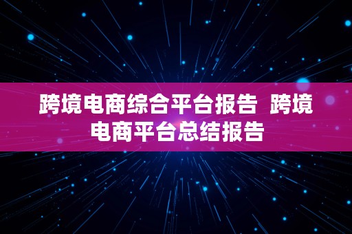 跨境电商综合平台报告  跨境电商平台总结报告