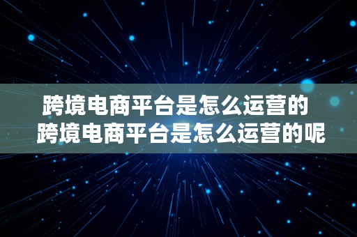 跨境电商平台是怎么运营的  跨境电商平台是怎么运营的呢