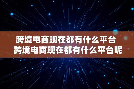 跨境电商现在都有什么平台  跨境电商现在都有什么平台呢