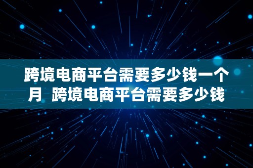 跨境电商平台需要多少钱一个月  跨境电商平台需要多少钱一个月呢