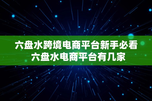 六盘水跨境电商平台新手必看  六盘水电商平台有几家