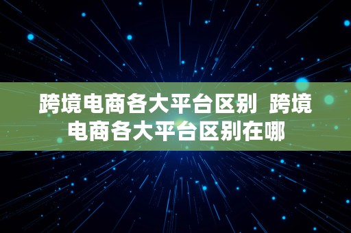 跨境电商各大平台区别  跨境电商各大平台区别在哪