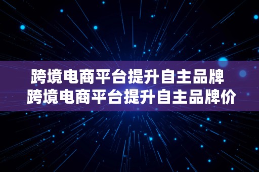 跨境电商平台提升自主品牌  跨境电商平台提升自主品牌价值