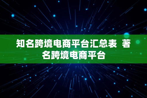 知名跨境电商平台汇总表  著名跨境电商平台