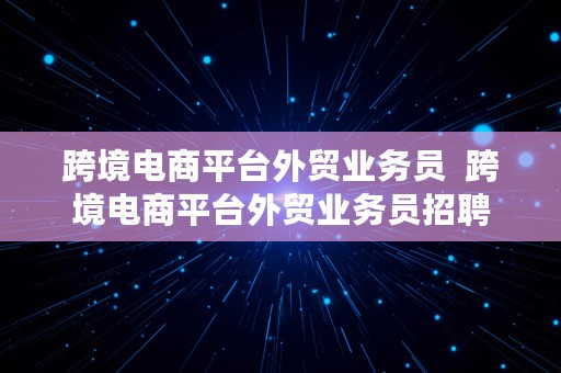 跨境电商平台外贸业务员  跨境电商平台外贸业务员招聘