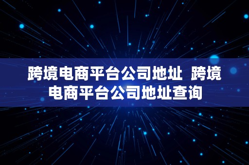 跨境电商平台公司地址  跨境电商平台公司地址查询