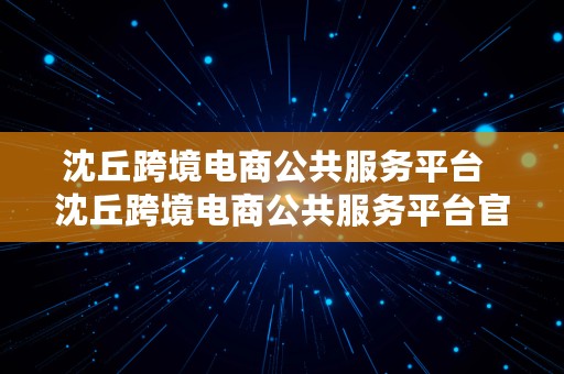 沈丘跨境电商公共服务平台  沈丘跨境电商公共服务平台官网