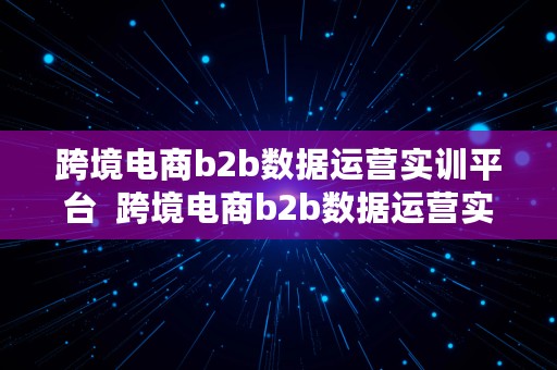 跨境电商b2b数据运营实训平台  跨境电商b2b数据运营实训平台答案