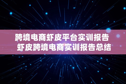 跨境电商虾皮平台实训报告  虾皮跨境电商实训报告总结