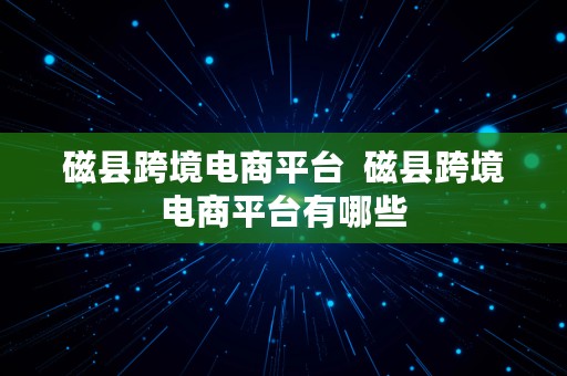 磁县跨境电商平台  磁县跨境电商平台有哪些