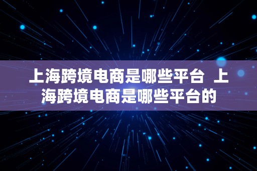 上海跨境电商是哪些平台  上海跨境电商是哪些平台的