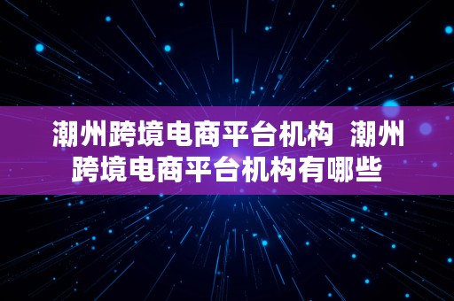 潮州跨境电商平台机构  潮州跨境电商平台机构有哪些