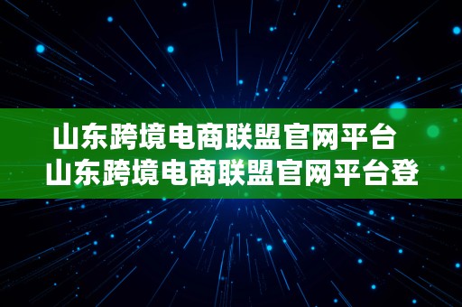 山东跨境电商联盟官网平台  山东跨境电商联盟官网平台登录