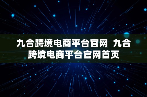 九合跨境电商平台官网  九合跨境电商平台官网首页