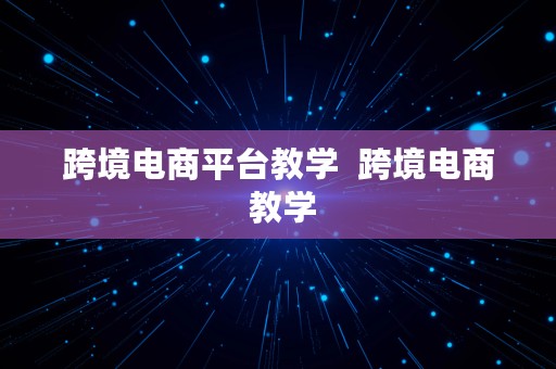 跨境电商平台教学  跨境电商 教学