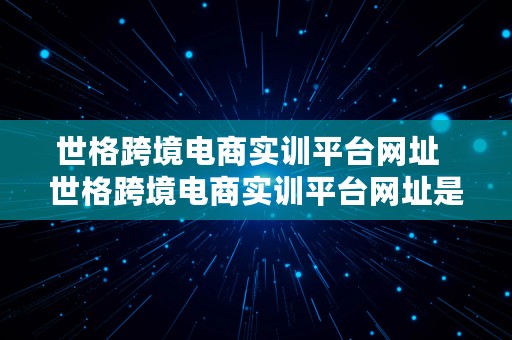 世格跨境电商实训平台网址  世格跨境电商实训平台网址是什么