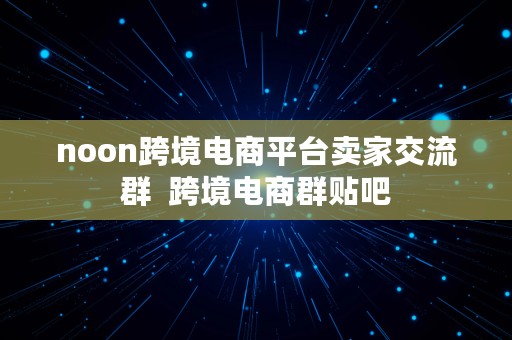 noon跨境电商平台卖家交流群  跨境电商群贴吧