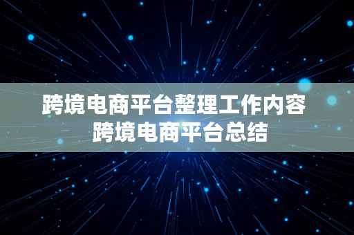 跨境电商平台整理工作内容  跨境电商平台总结